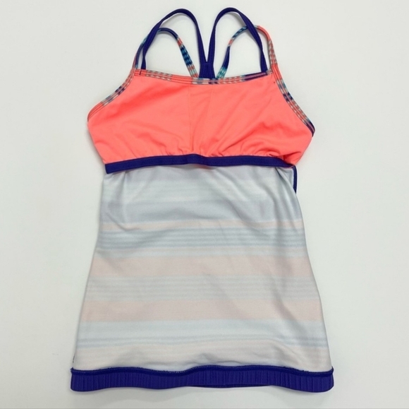 Ivivva Lululemon Tank Jump For Joy Strappy Purple Mesh Built In Shelf Bra Size 6 - Picture 5 of 13